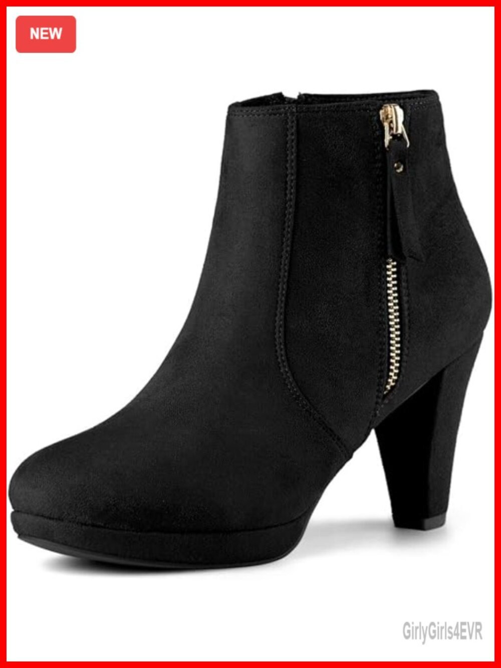 Chunky Heel Platform Ankle Boots, Round Toe, Side Zipper, Padded Insole